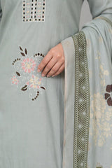 Elegant Mint Green Floral Embroidered Kurta Set with Dupatta